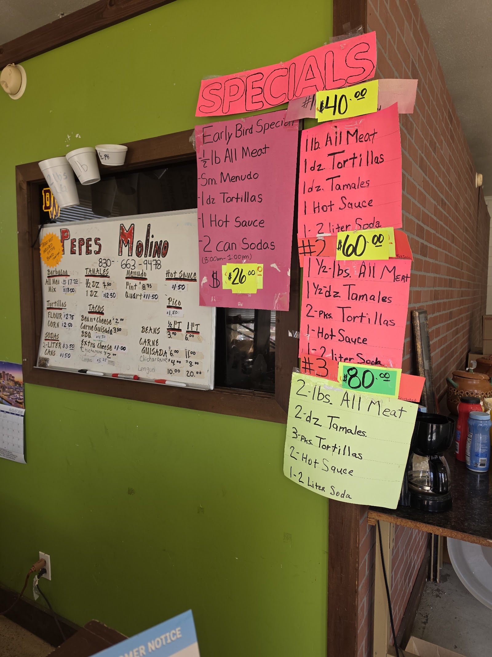 Pepe's Molino storefront in Natalia, Texas